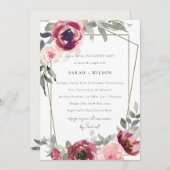 BLUSRED BURGUNDY ROSE FLORAL VERLOBUNG EINLADEN DANKESKARTE (Vorne/Hinten)