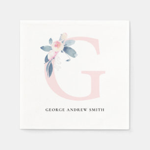 BLUSSBLAU WEISSE FLUSSALPHABETEN LETTER G SERVIETTE