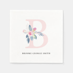 BLUSSBLAU, WEISSER BLUTTERALPHABETS LETTER B SERVIETTE
