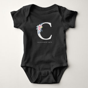 BLUSSBLAUE BLUE FLORAL ALPHABETS NAME LETTER C BABY STRAMPLER
