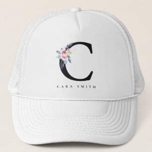 BLUSSBLAUE BLUE FLORAL ALPHABETS NAME LETTER C TRUCKERKAPPE