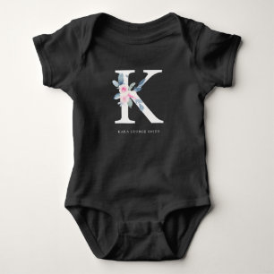 BLUSSBLAUE BLUE FLORAL ALPHABETS NAME LETTER I BABY STRAMPLER