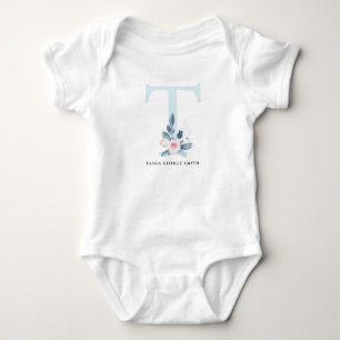 BLUSSBLAUE BLUE FLORAL ALPHABETS NAME LETTER T BABY STRAMPLER