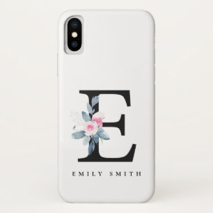 BLUSSBLUE BLUE FLORAL ALPHABETS NAME LETTER E Case-Mate iPhone HÜLLE