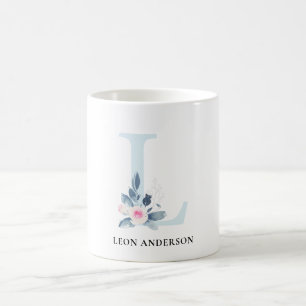 BLUSSBLUE BLUE FLORAL ALPHABETS NAME LETTER L KAFFEETASSE