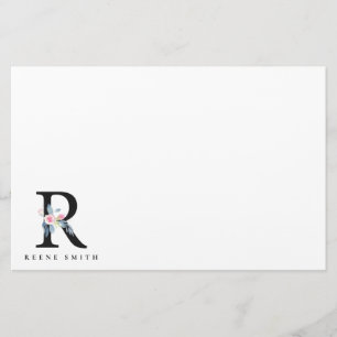 BLUSSBLUE BLUE FLORAL ALPHABETS NAME LETTER R BRIEFPAPIER