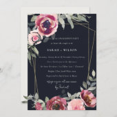 BLUSSCHWARZE BURGUNDY ROSE FLORALLE VERLOBUNG EINL DANKESKARTE (Vorne/Hinten)