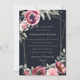 BLUSSCHWARZE ROTE ROSE FLORAL BRAUTPARTY INVITE DANKESKARTE