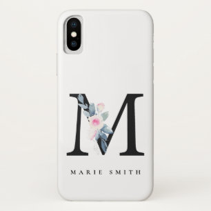 BLUSTER BLUE FLORAL ALPHABETS NAME LETTER Case-Mate iPhone HÜLLE