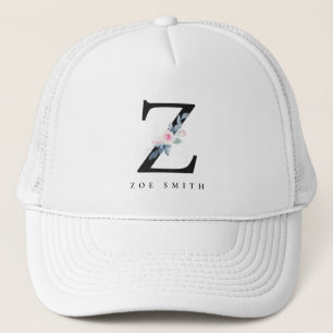 BLUSTER BLUE FLORAL ALPHABETS NAME LETTER J TRUCKERKAPPE
