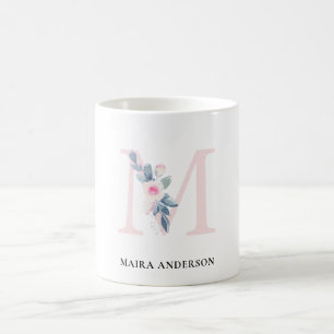 BLUSTER BLUE FLORAL ALPHABETS NAME LETTER KAFFEETASSE