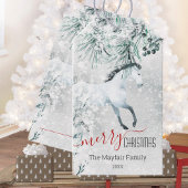 Blustering Winter Pine White Horse Frohe Weihnacht Geschenkanhänger