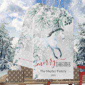 Blustering Winter Pine White Horse Frohe Weihnacht Geschenkanhänger