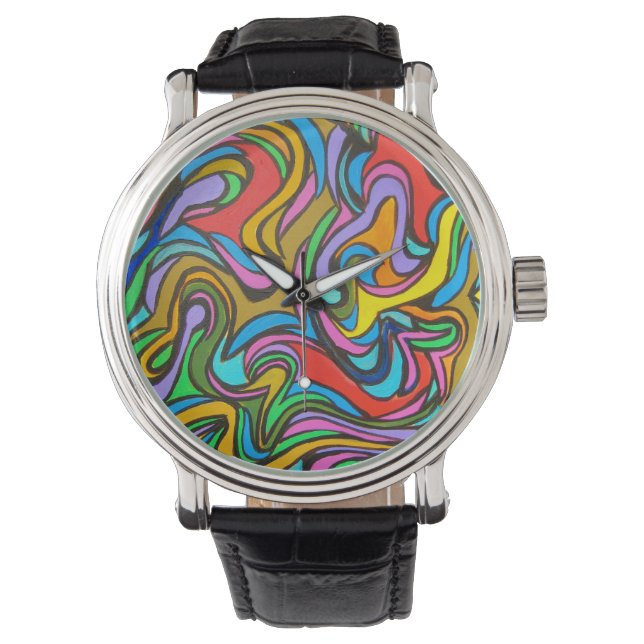 Blustery Day-Modern Art Hand bemalt Armbanduhr (Vorderseite)