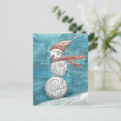 Blustery Snowman Postcard Postkarte (Stehend Vorderseite)