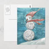 Blustery Snowman Postcard Postkarte (Vorne/Hinten)