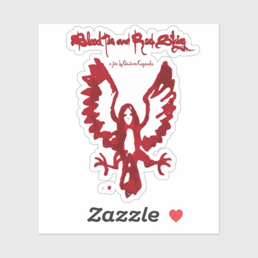 Blut-Bird-Girl aus Blut-Tee und rotem String Aufkleber (Blatt)