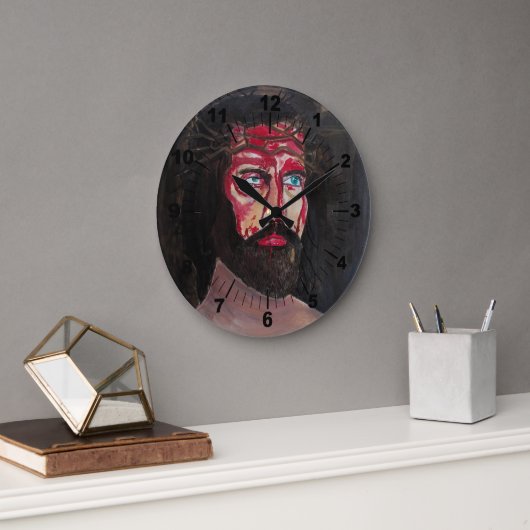 Blut-Christi-Gemälde von Alfred Fox Große Wanduhr (Büro)