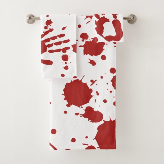 Blut gesaugt Spatter Bloody Hand Print Halloween Badhandtuch Set (Insitu)