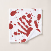 Blut gesaugt Spatter Bloody Hand Print Halloween Badhandtuch Set (Waschlappen)