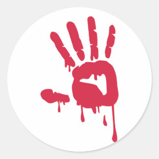 Blut - Hand Runder Aufkleber