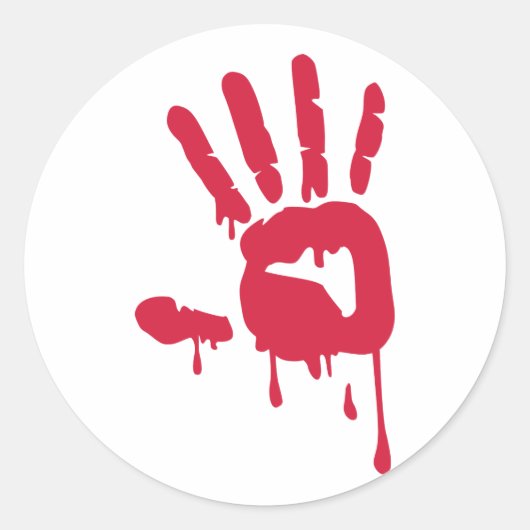 Blut - Hand Runder Aufkleber (Vorderseite)