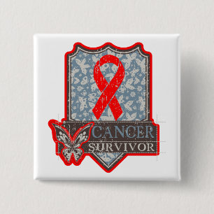 Blut-Krebs-Überlebend-Vintager Schmetterling Button