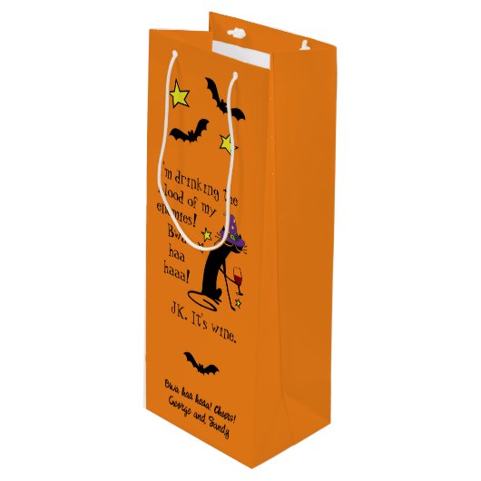 Blut meiner Feinde, JK Wein, schwarze Katze Geschenktüte Für Weinflaschen (Vorderseite Schrägansicht)