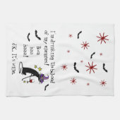 Blut meiner Feinde, JK Wein, schwarze Katze Geschirrtuch (Horizontal)