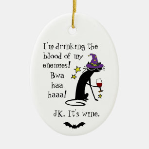 Blut meiner Feinde, JK Wein, schwarze Katze Keramik Ornament