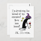Blut meiner Feinde, JK Wein, schwarze Katze Postkarte (Vorne/Hinten)