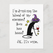 Blut meiner Feinde, JK Wein, schwarze Katze Postkarte (Vorderseite)