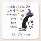 Blut meiner Feinde, JK Wein, schwarze Katze Rechteckiger Pappuntersetzer (Vorderseite)