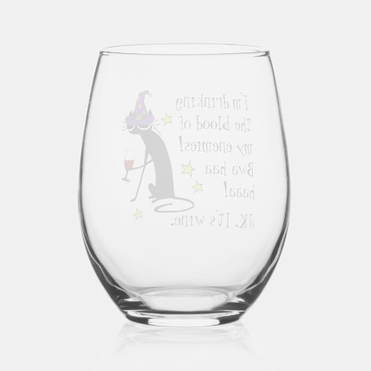 Blut meiner Feinde, JK Wein, schwarze Katze Weinglas Ohne Stiel (Rückseite)