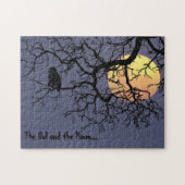 Blut-Mond-und Nachteulen-Silhouette Puzzle (Horizontal)