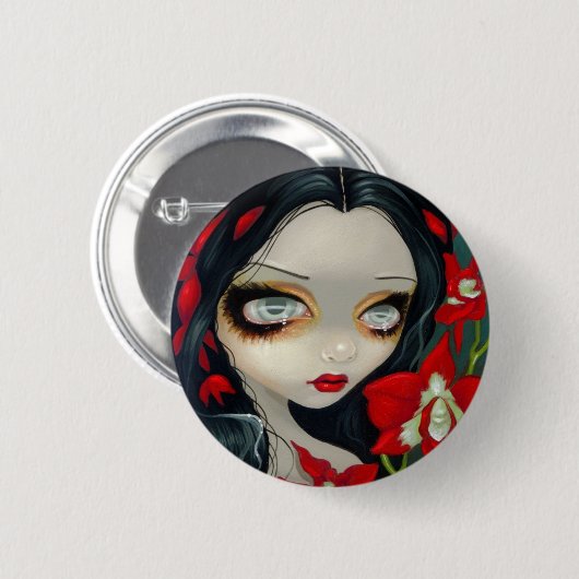 "Blut-Orchideen-" Knopf Button (Vorne & Hinten)
