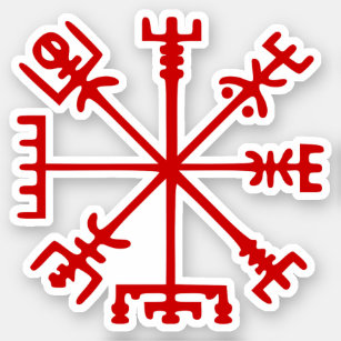 Blut Red Vegvísir (Viking Compass) Aufkleber