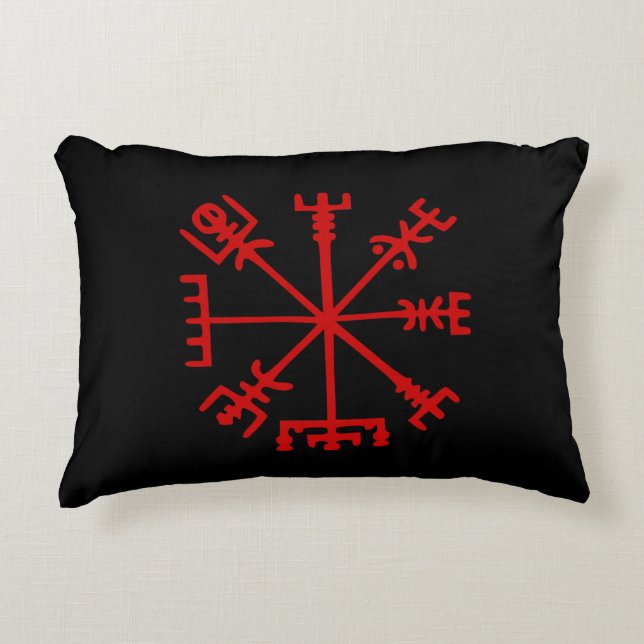 Blut Red Vegvísir (Viking Compass) Dekokissen (Vorderseite)