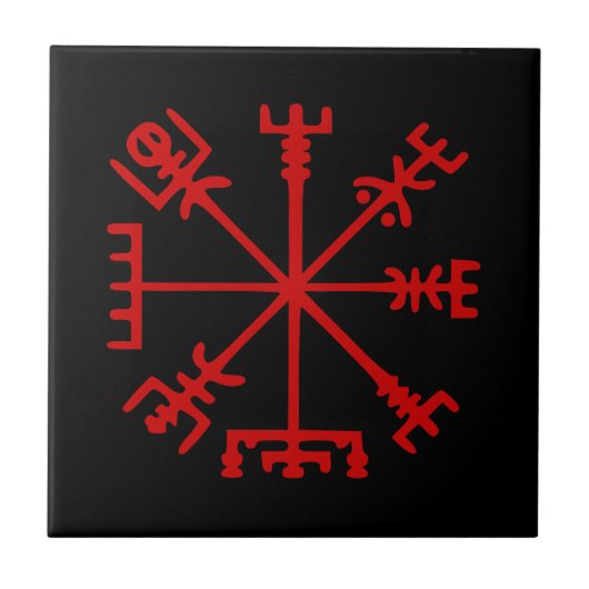 Blut Red Vegvísir (Viking Compass) Fliese (Vorderseite)