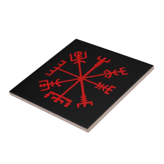 Blut Red Vegvísir (Viking Compass) Fliese (Seite)