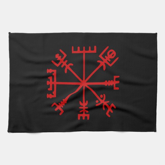 Blut Red Vegvísir (Viking Compass) Geschirrtuch (Horizontal)