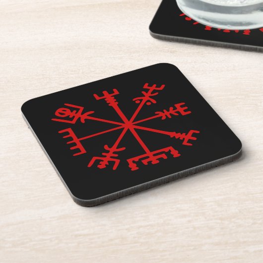 Blut Red Vegvísir (Viking Compass) Getränkeuntersetzer (Linke Seite)