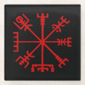 Blut Red Vegvísir (Viking Compass) Glasuntersetzer (Vorderseite)