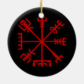 Blut Red Vegvísir (Viking Compass) Keramik Ornament (Hinten)