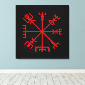 Blut Red Vegvísir (Viking Compass) Leinwanddruck (Insitu (Holzboden))