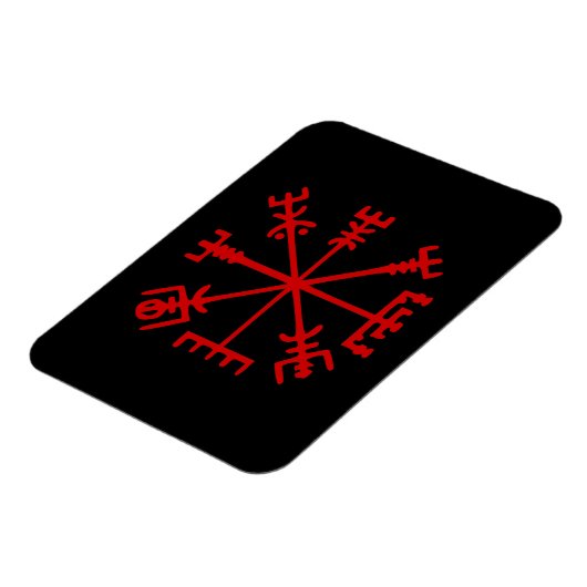 Blut Red Vegvísir (Viking Compass) Magnet (Linke Seite)
