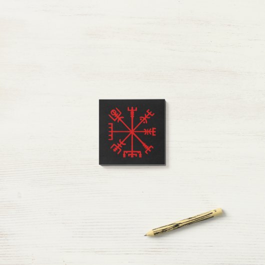 Blut Red Vegvísir (Viking Compass) Post-it Klebezettel (Auf Schreibtisch)