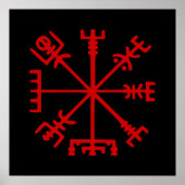 Blut Red Vegvísir (Viking Compass) Poster (Vorne)
