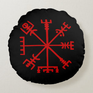 Blut Red Vegvísir (Viking Compass) Rundes Kissen