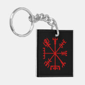 Blut Red Vegvísir (Viking Compass) Schlüsselanhänger (Vorderseite links)
